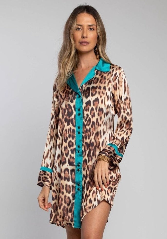 Leopard Satin Sleep shirt
